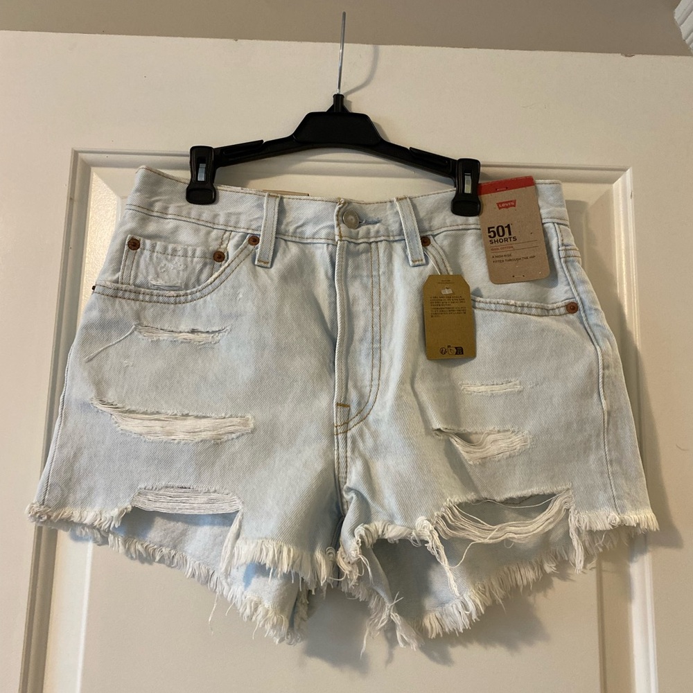 Levi's Women's Distressed Light Blue Jean Shorts